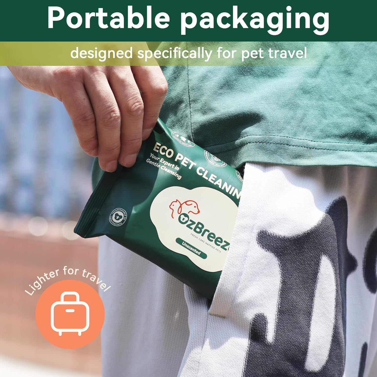 Ozbreeze Fresh Care Happier Pets Cleaning Wipes &ndash; Unscented Grooming Wipes for Dogs & Cats | Coconut Oil, Jojoba, Sea Buckthorn, Kakadu Plum, Oat | No-Rinse Needed | Travel Pack 15&times;20Cm, 7.9"X5.9" image number 5