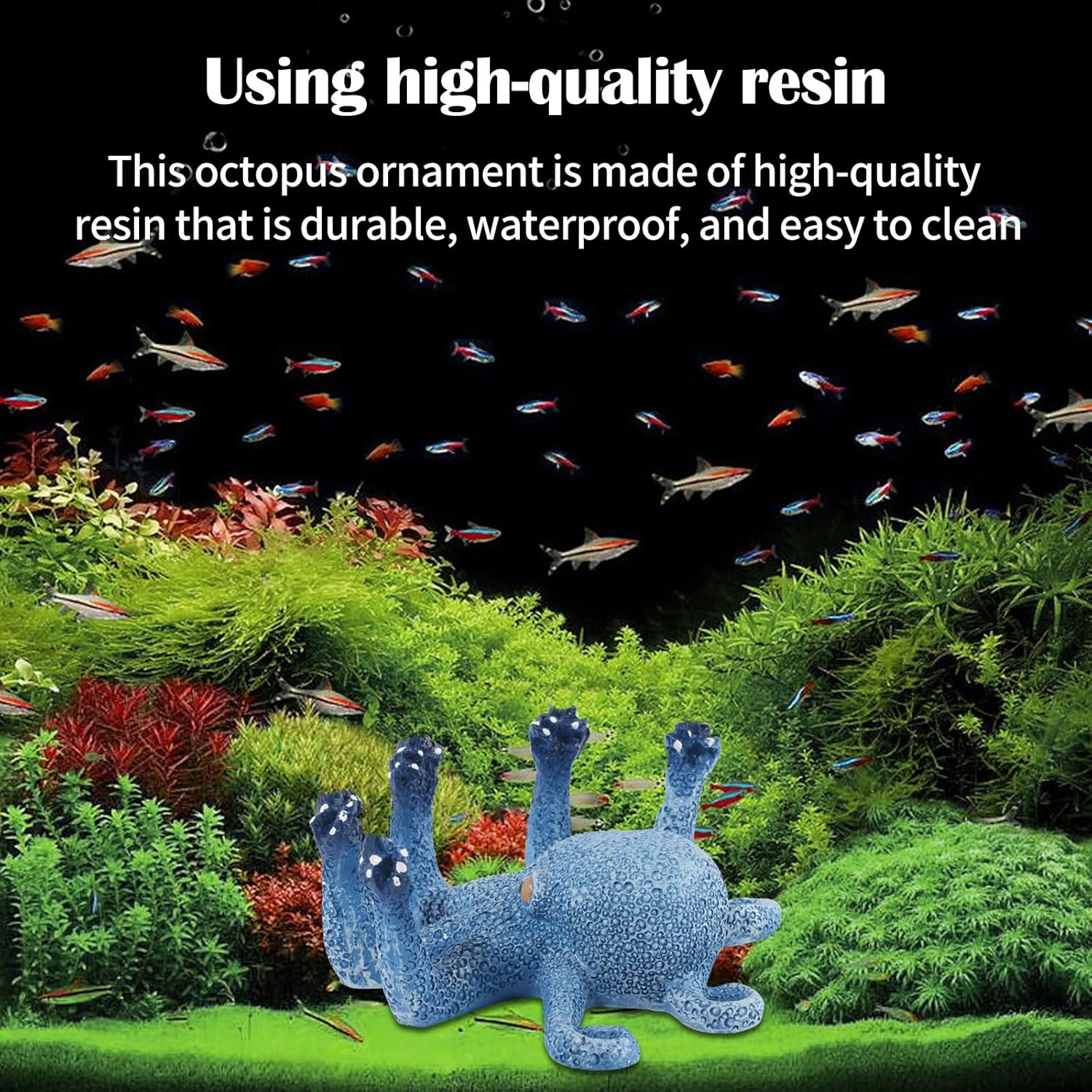 Octopus Aquarium Ornaments Decoration, Blue Artificial Sea Life, Glowing Fingers Enhance Visual Appeal, Suitable for Various Fish Tanks image number 5