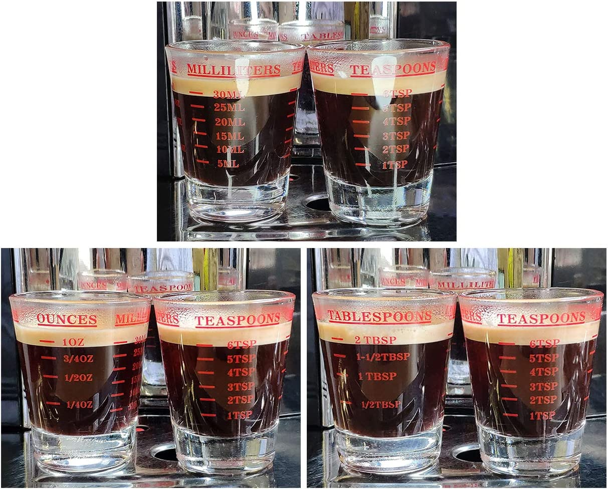 DS. DISTINCTIVE STYLE Shot Glasses Measuring Cup 2 Pieces Liquid Heavy Glass 30 Milliliter Scaled Measuring Glass for Liquid image number 2