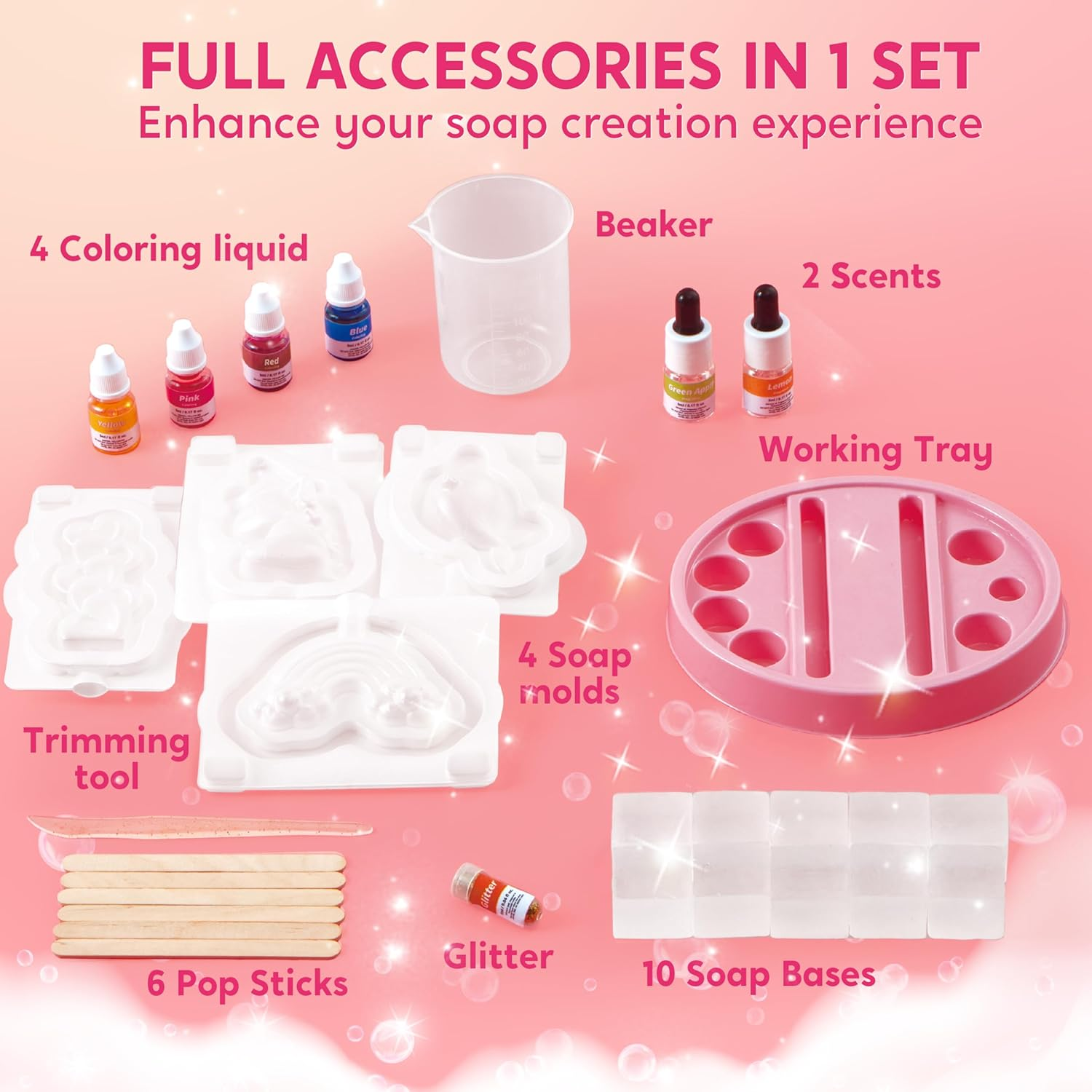 Klever Kits Soap Making Kit- Make Your Own Soap- DIY Unicorn Soap with 4 Molds, Spa Science Kit for Kids, Stem Activity Gifts for Toddler Kid Aged 6+, Girl Birthday Present