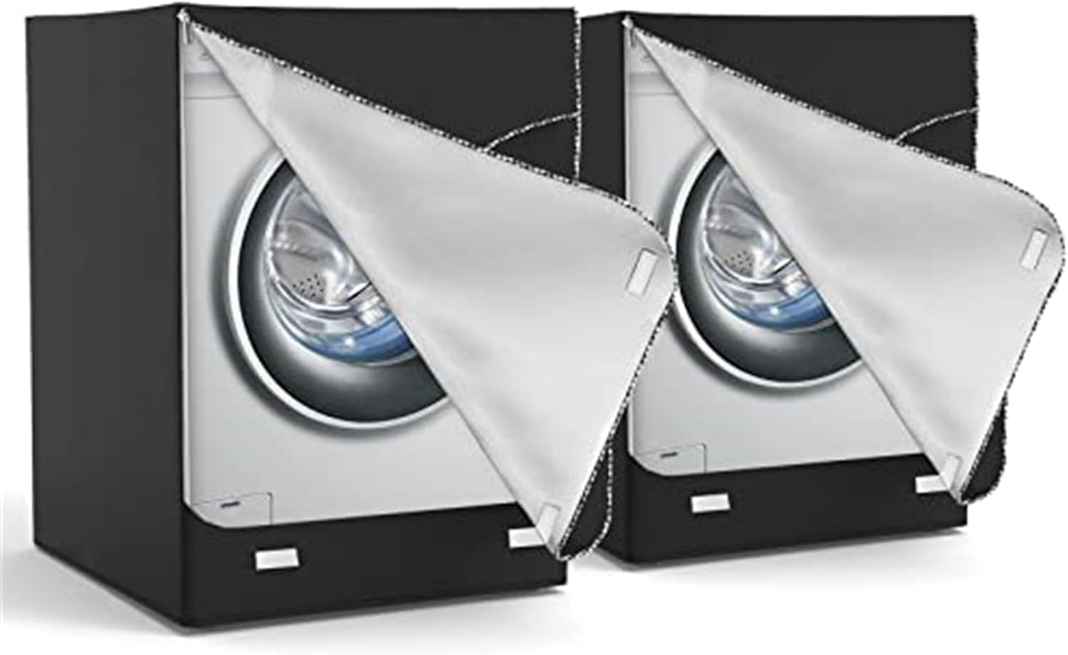 Washer Cover Waterproof & Dustproof Thickening Front-Loading Machine Cover, Fits Most Front-Load Washers (Black)