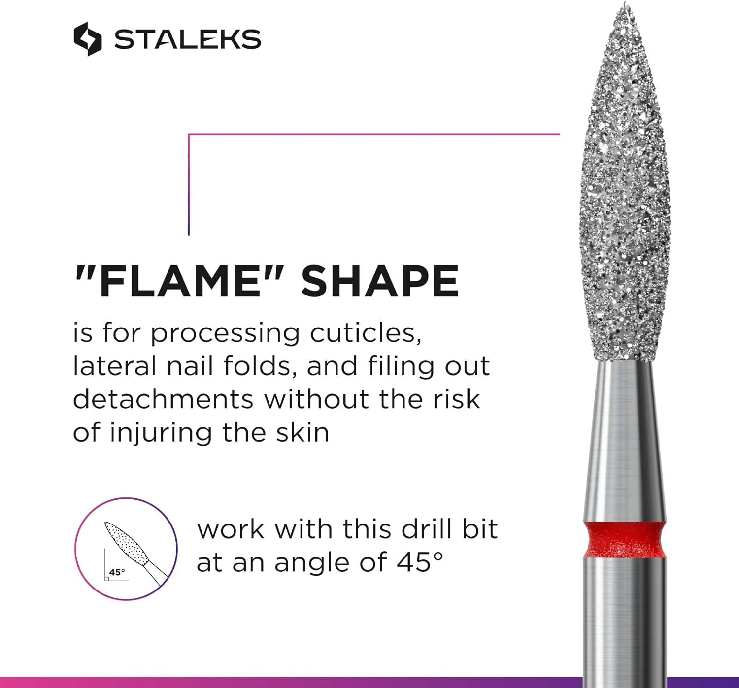 STALEKS PRO - Diamond Bit - Flame (Red Ring) I Attachment for Nail Cutters I Bits for Apparative Manicures and Pedicures I Grinding Attachment for Electric Grinders I Nail Drill Bit (FA10R023/10) image number 4