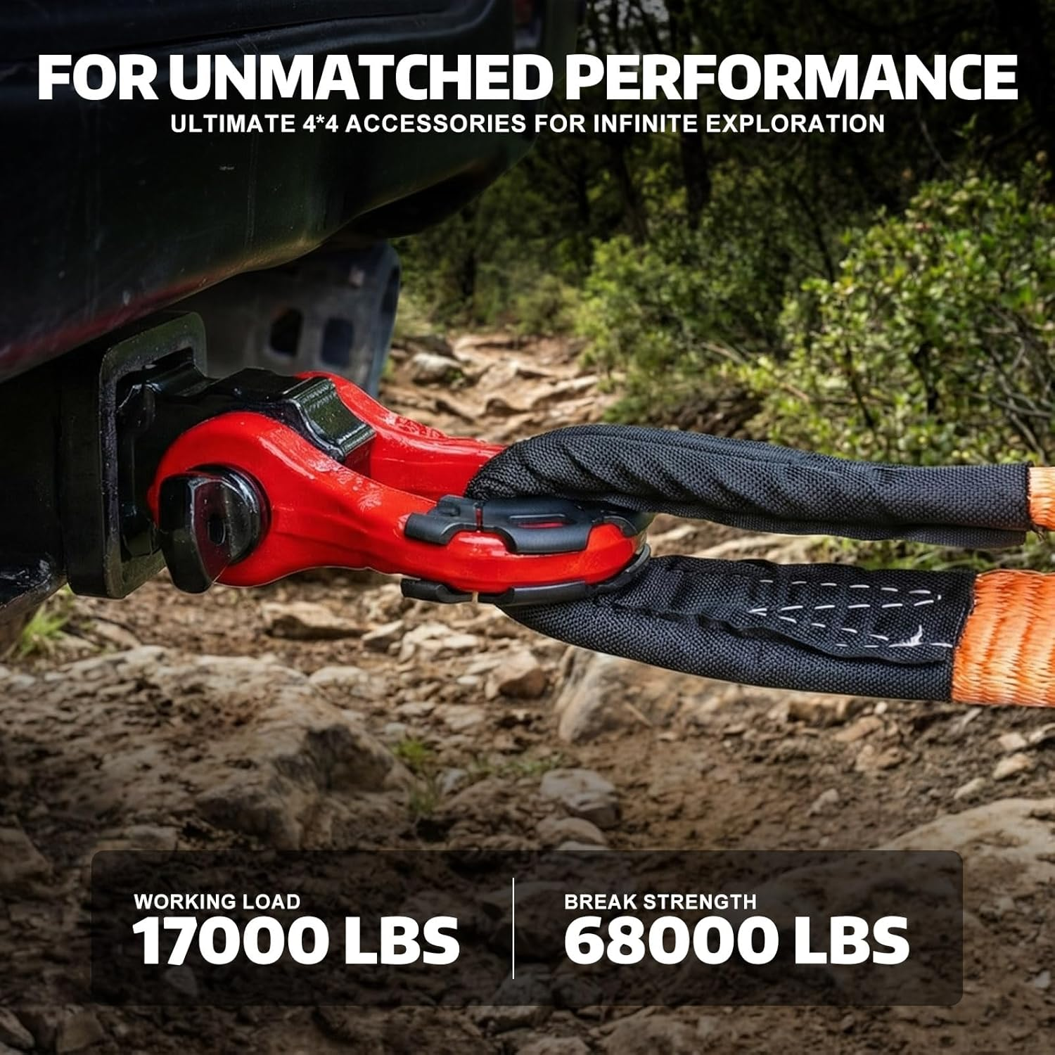 AUTOBOTS D Ring Shackles Heavy Duty(2 Pack) 68,000 Lbs Capacity, Stronger than 3/4" D Shackle, with 7/8" Screw Pin, for Tow Strap Winch off Road Accessory Vehicle Recovery RED