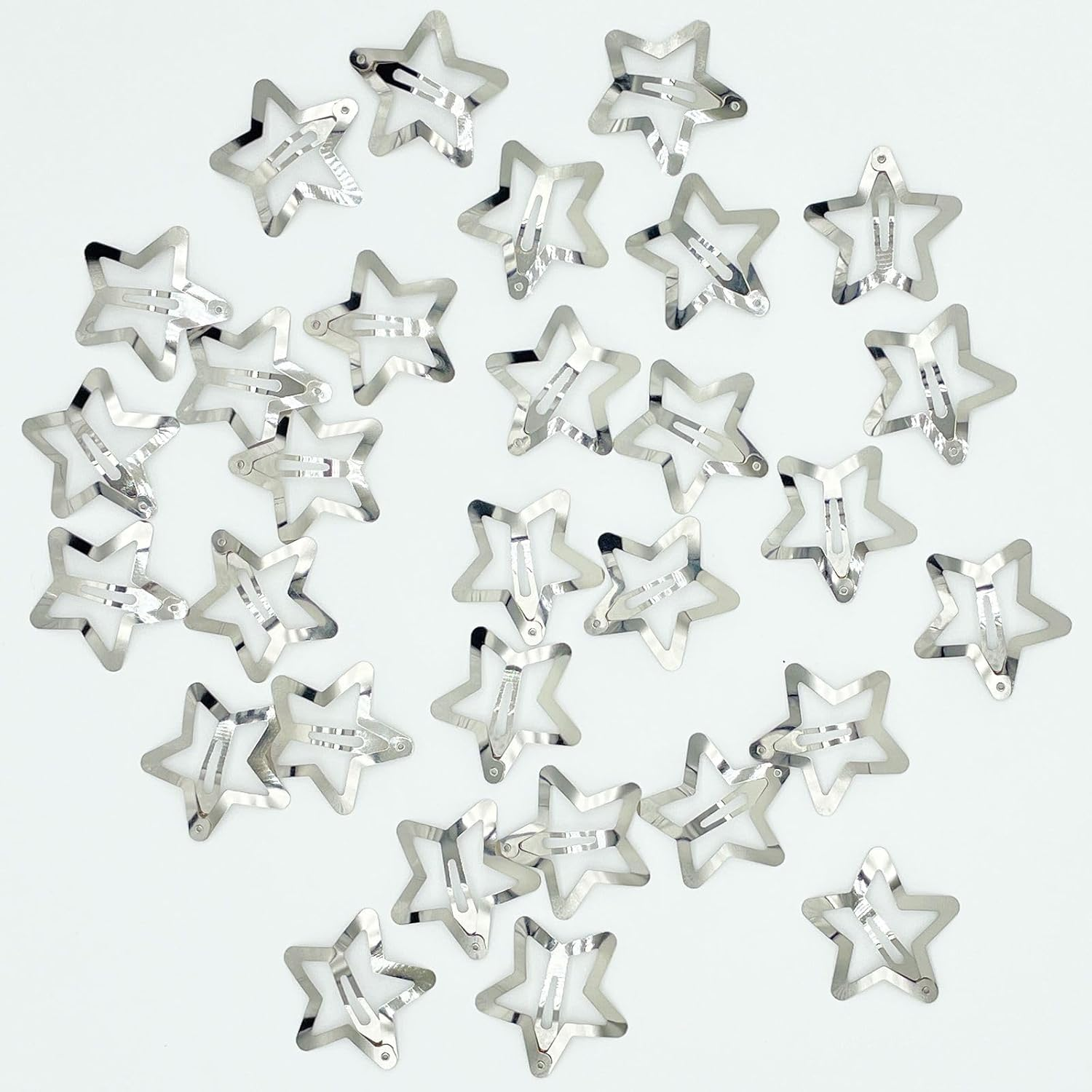 GKETN 30 PCS 1.61" Star Hair Clips Snap Hair Barrettes Non Slip Star Hair Accessories for Girls Women 2000S Y2K Silver Metal Hair Clips - 1.61In - Silver - 30 Pcs image number 3