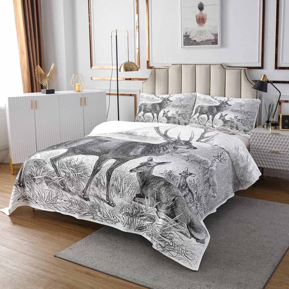 Gothic Moth Bedspread Set 240 X 260 Cm Sun and Moon Quilt Set Trippy Galaxy Duvet Starry Sky Bed Linen Hippie Bohemian Duvet Psychedelic Astrology Bedspread 3-Piece Soft image number 1