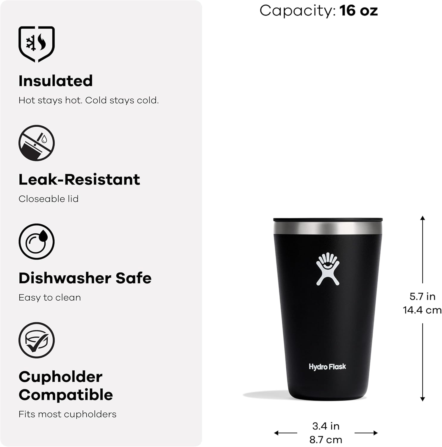 Hydro Flask Stainless Steel 16 OZ All around Tumbler Indigo, Dishwasher Safe - Indigo image number 6