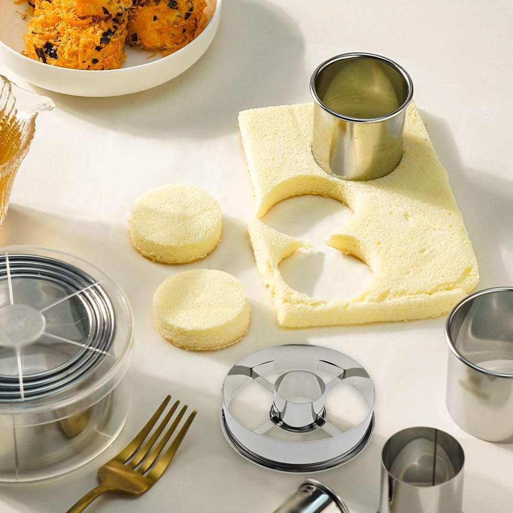 2Pcs Stainless Steel Doughnut Cutters,Doughnut Cutters Mousse Ring Cookie Chocolate Cake Mold,Stainless Steel Donut Mold Desserts Bread Cutter,Stainless Steel Doughnut Cutter,Mousse Molds Bread Molds image number 1