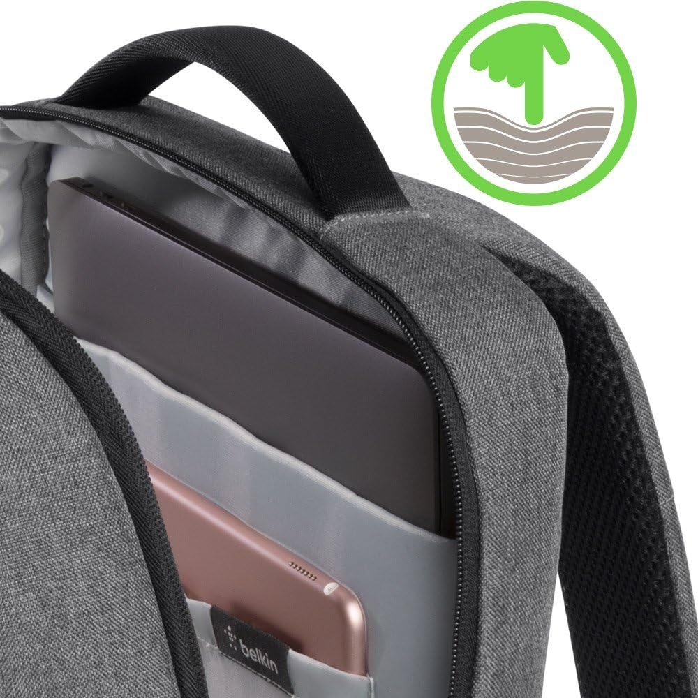 Belkin Classic Pro Backpack Laptop Bag,Grey,15.6 Inches,F8N900Btblk image number 2