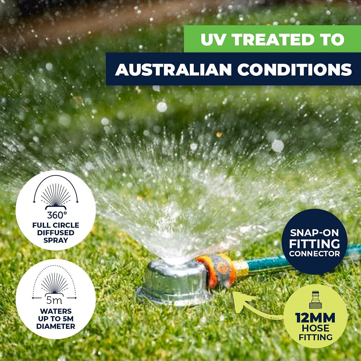 [2PCE] Garden Greens Zinc Alloy Dome Sprinkler with Snap-On Fitting Connector, Efficient Irrigation Made Easy image number 3