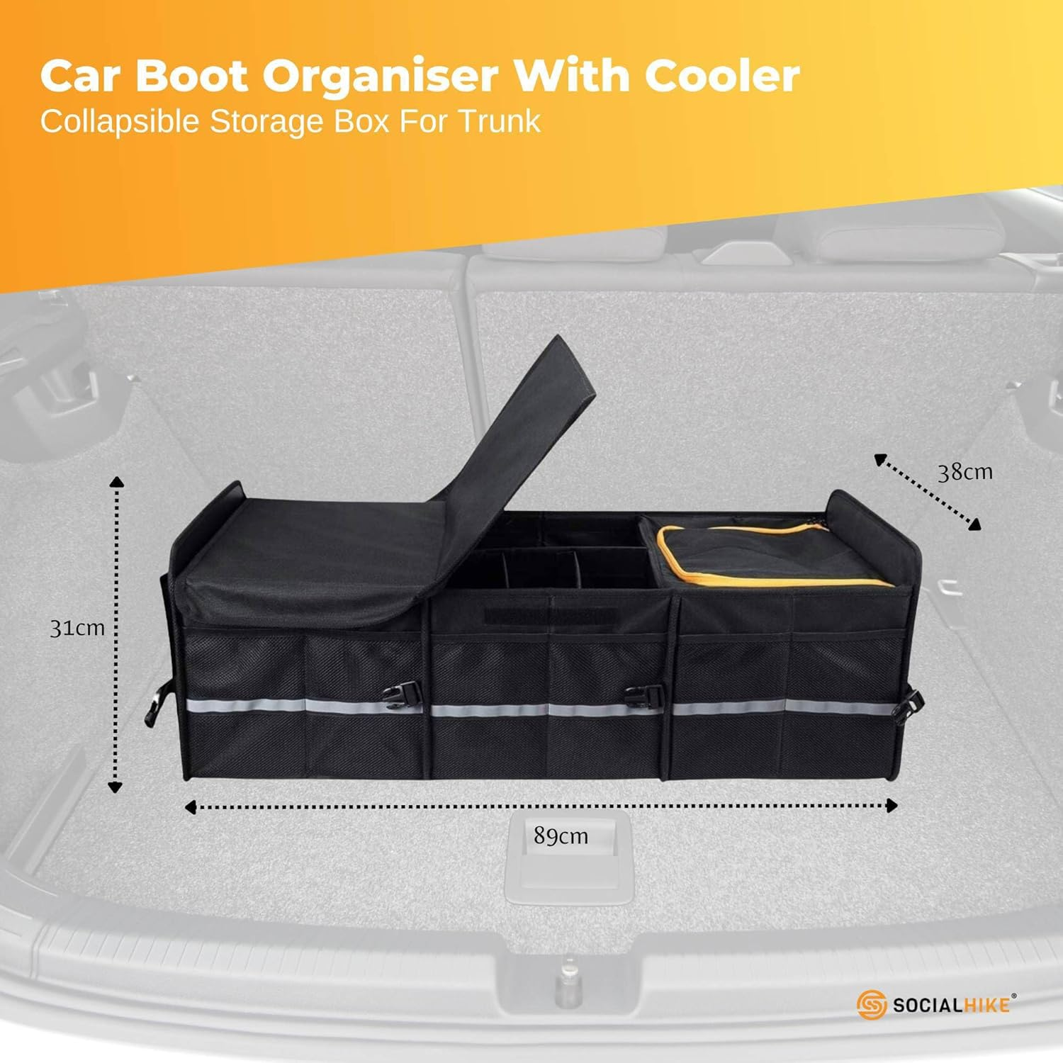 Car Boot Organiser with Cooler - Collapsible Storage Box for Trunk image number 5
