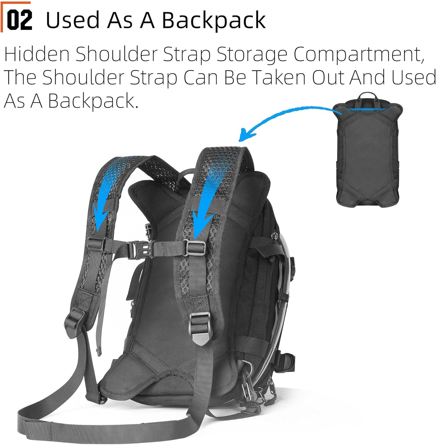 Rhinowalk Motorcycle Tank Bag Motorcycle Backpack with 1.5L Water Bladder MOLLE System Fits Honda Yamaha Suzuki Kawasaki Harley-Black - Black image number 5