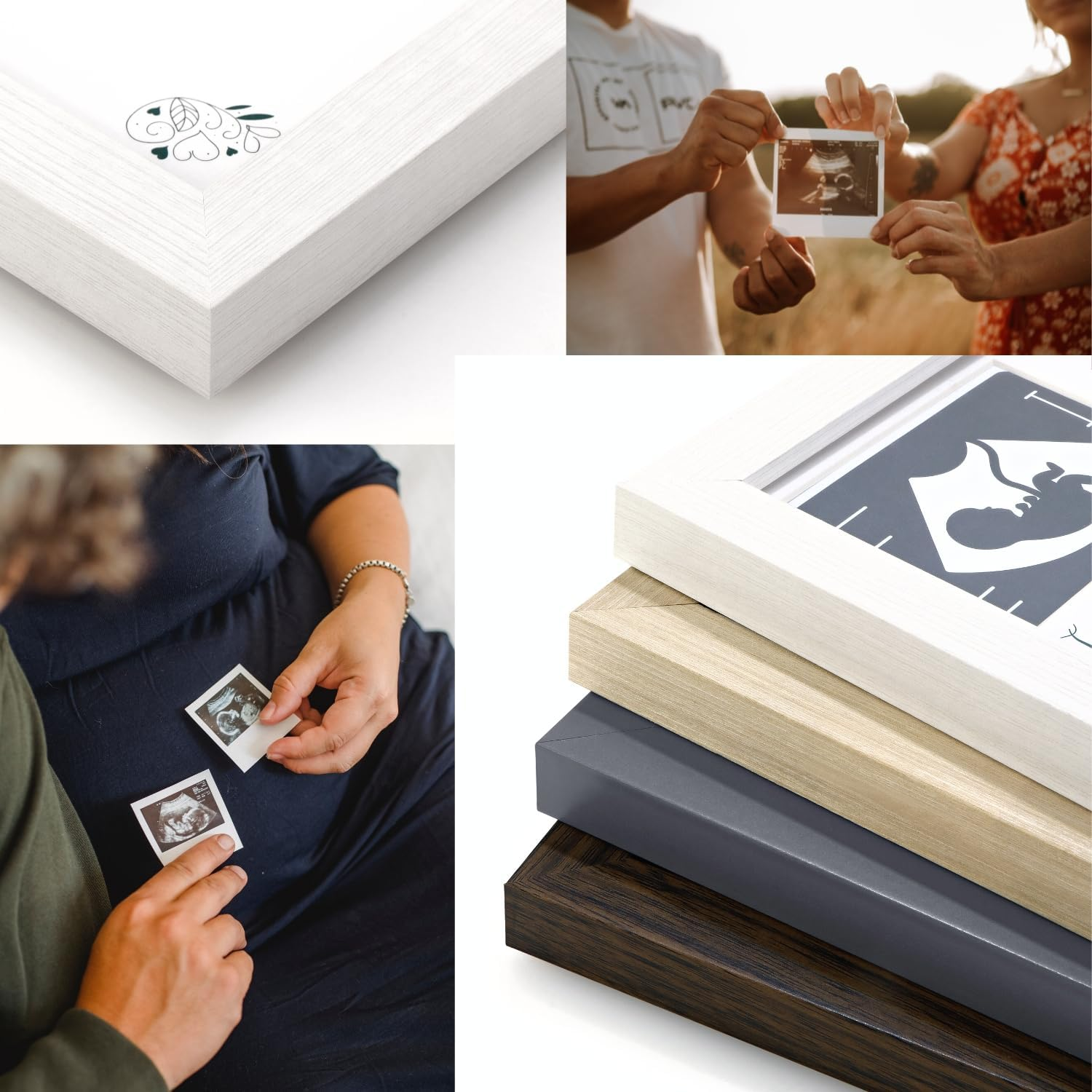 Baby Shower Guest Book Frame (Suits Single Baby or Twins) Ultrasound Picture Frame to Sign - Sonogram Photo Frame - Adorable Guest Book Alternative - Pregnancy/Nursery Keepsake for Mum to Be (CLASSIC WHITE) image number 2