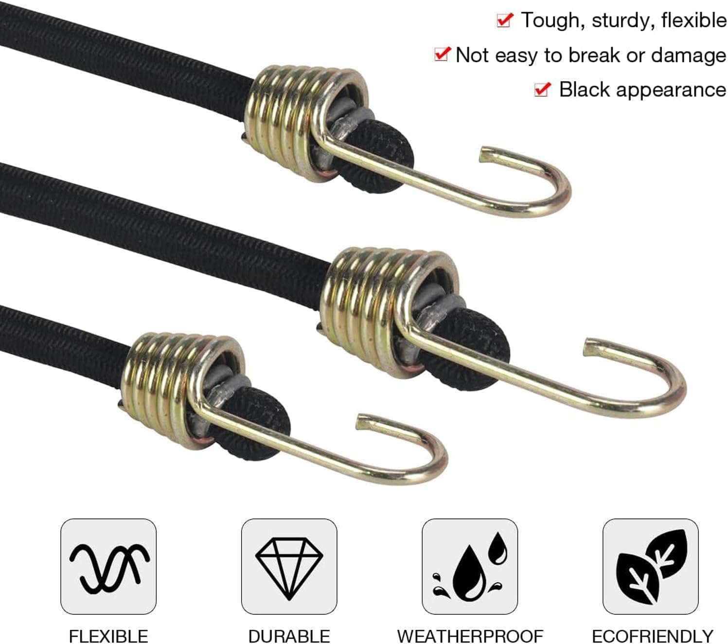 15Pack Mini Bungee Cords with Hooks 10 Inch Black Elastic Rope Rubber Strap Mini Rubber Cord Elastic Bungee Straps for Outdoor Camping Luggage Roof Racks Securing Car Tents Tarps Bikes Rvs image number 3