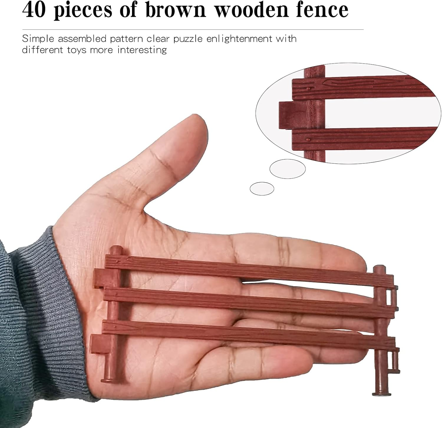 40PCS Corral Fence Toy Accessories Panel Set Farm Corral Fence with Gate Horse Paddock Barn Farm Animals for Toddlers Kids Preschool Educational Gift Sets image number 2