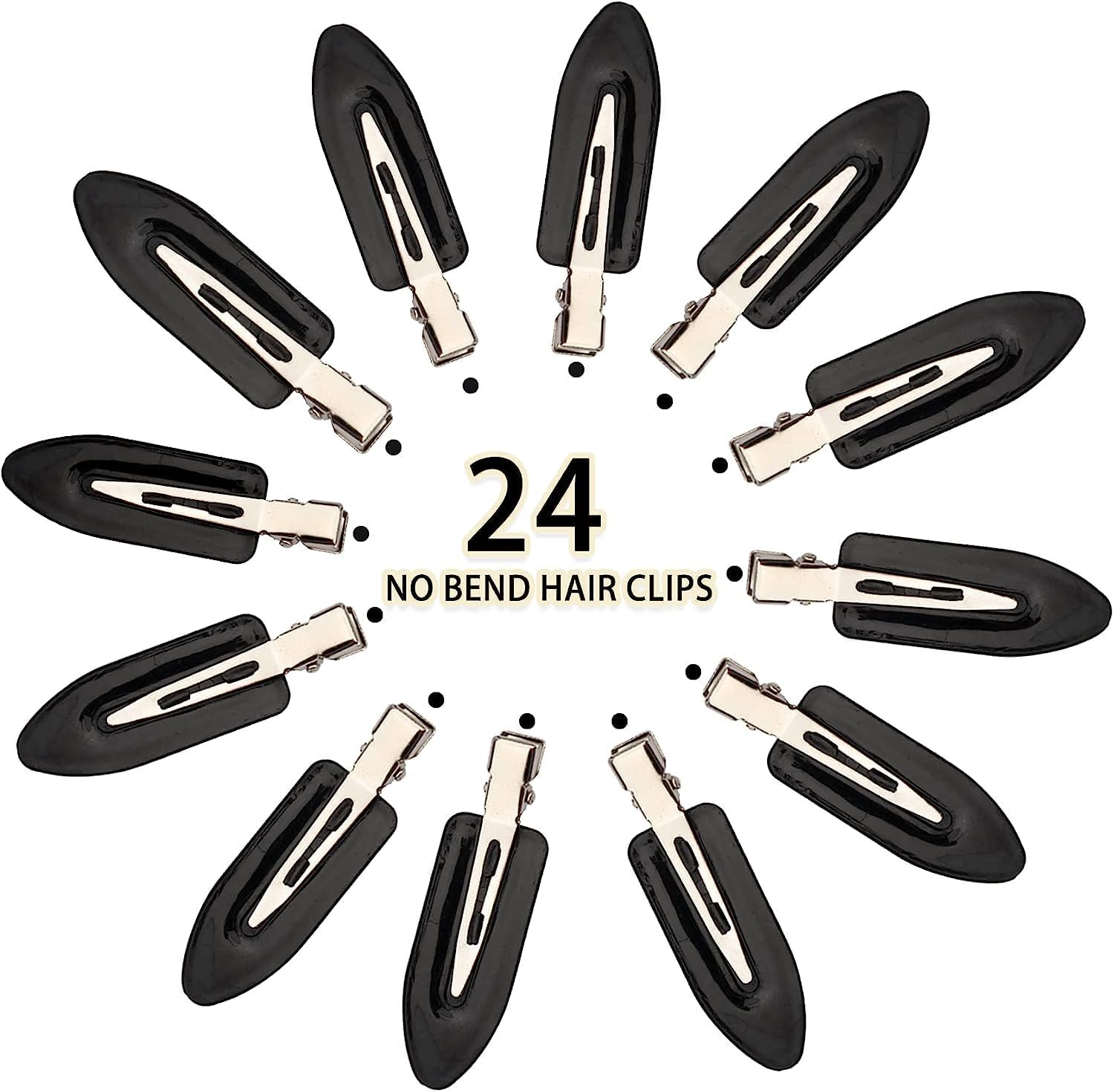 24 Pieces No Bend Hair Clips for Women Girls Makeup Washing Face Accessories Seamless Side Bangs Fix Fringe Curl Pin Barrette No Crease Hair Clip for Salon Hairstyle Bangs Waves (Black) image number 6