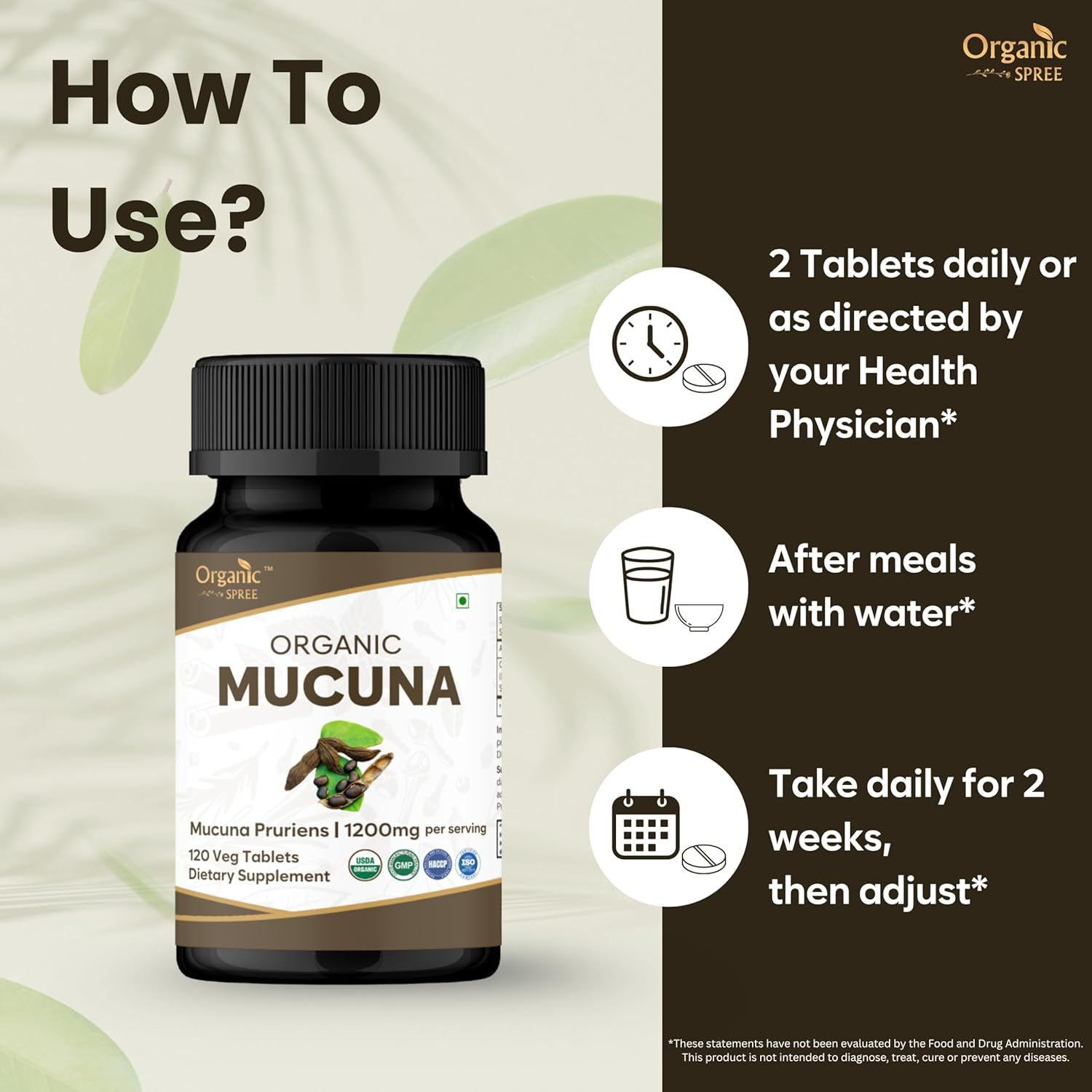Mucuna 120 Tablets | Mucuna Pruriens (Mucuna) | USDA Organic Certified | Supports Relaxation | Organic and Natural 120Tab - Pack of 2 image number 3