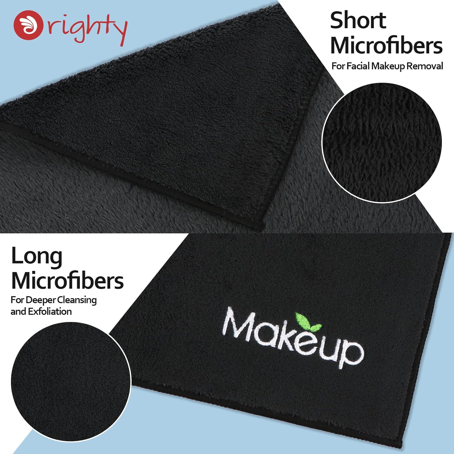 Orighty 6 Pack Premium Makeup Remover Wash Cloths - Super Soft, Quick Dry Microfiber Coral Fleece Face Makeup Towels for Cleansing, 13 X 13 Inch, Black image number 7