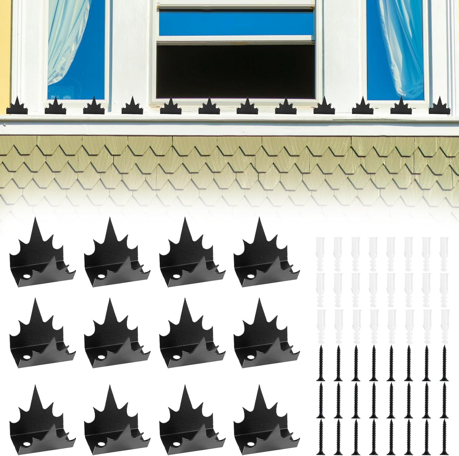 12Pcs Fence Wall Spike Metal Anti-Climb Fence Security Spike with Screw Rust-Proof Intruder Deterrent Spike Sturdy Home Safety Spike for Outdoor Fence Wall ZHAZHAMO