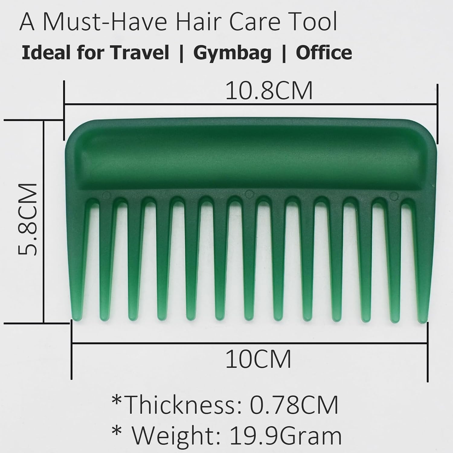 Professional Hair Comb, Streaker Texture Pocket Size Detangling Combs for All Hair Types, Women, Men, Kids, Home, Office, Car, Travel, Handbag, Gym Bag (Green, 1) image number 1