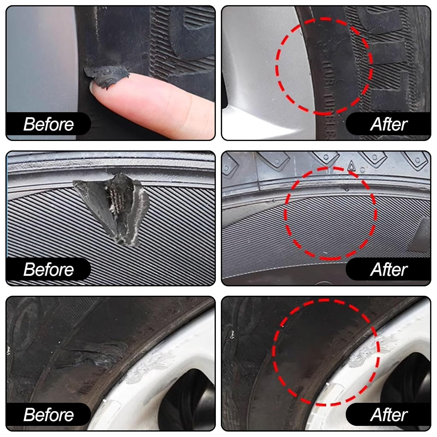 2Pcs Tire Repair Glue, Black Rubber Cement Tire Repair, Sidewall Tire Repair Kit, Equipped with 6 Tire Repair Nails, Suitable for Motorcycles, Off-Road Vehicles, Cars and Other Vehicle Models(1.69Oz)