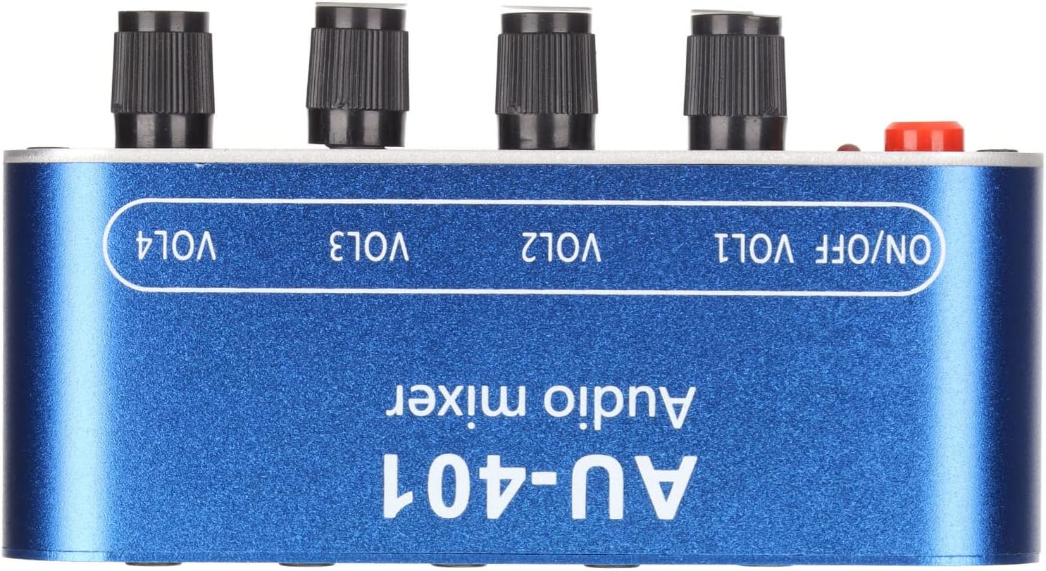 SOULONG Stereo Mixer, Durable Aluminum Alloy Shell, Mixer Stereo Sound, Splitter with Bass and Treble Control, Efficient Power Usage, Compatible with Various Devices, 4 in 1 Out image number 1