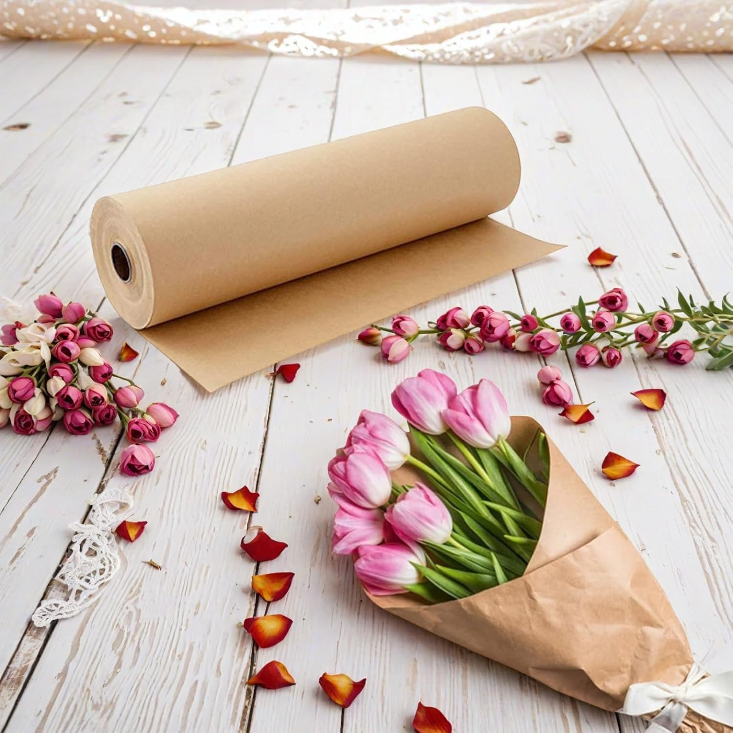 2PCS Brown Kraft Craft Paper Rolls - Each Size 11.8" X 1181.1" (30Cm X 30M) - Ideal for Packaging, Shipping, Wrapping, Crafts, and More image number 2