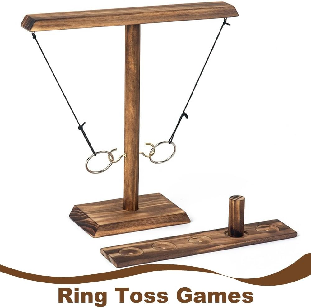 Hook and Ring Game, Ring Toss Game for Adults, Indoor and Outdoor Rings Games, Yard Games, Wooden Rings Hook Tossing Games, Table Gamies, Interactive Family Board Games for Family Game Night