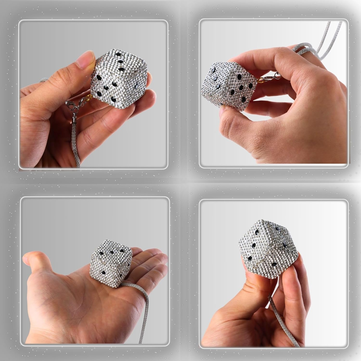 Creative Hanging Dice with Dots Car Rearview Mirror Charm, Bling Car Charm, Rear View Mirror Accessories, Stylish Auto Interior Decor image number 2