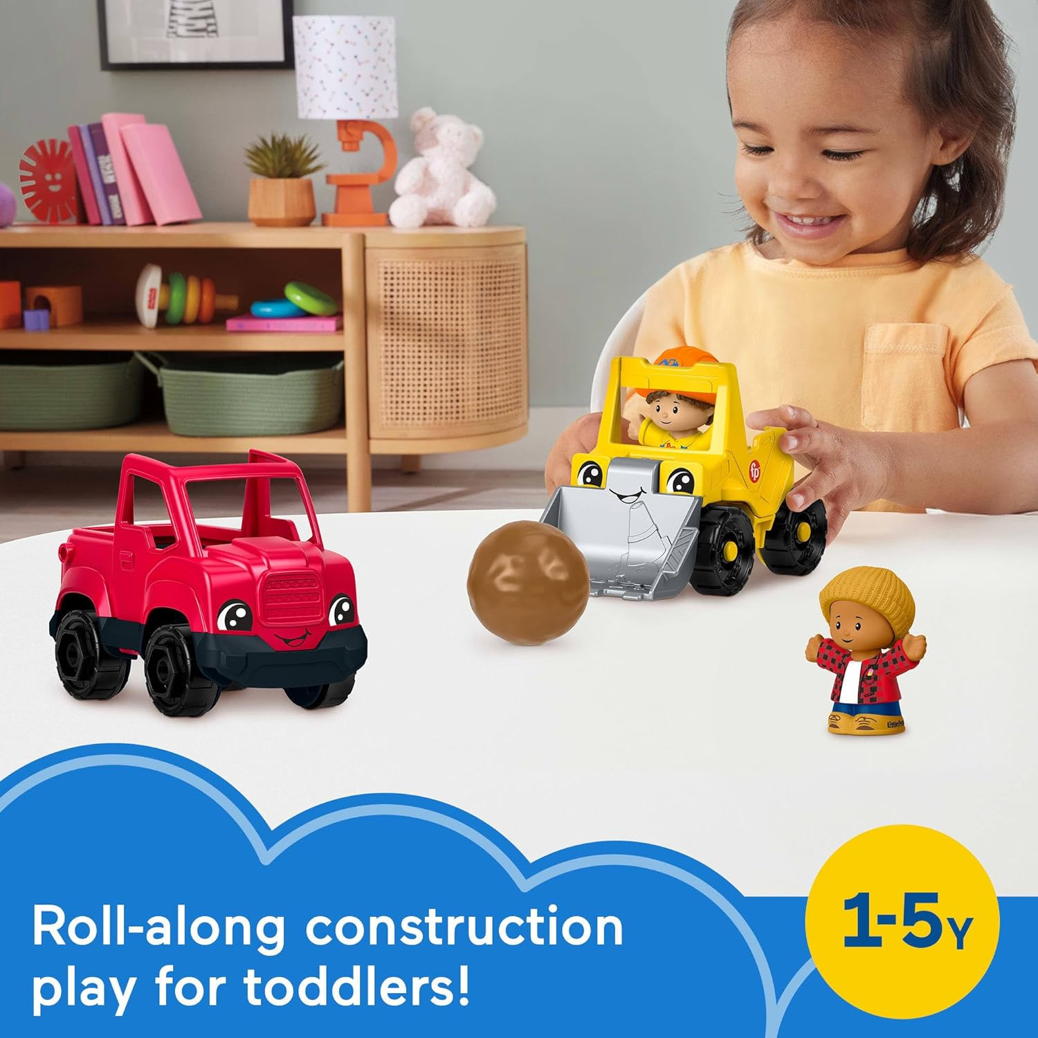 Fisher-Price Little People Toddler Toys, Work around Town 5-Piece Vehicle & Figure Set for Pretend Play Kids Ages 1+ Years image number 4