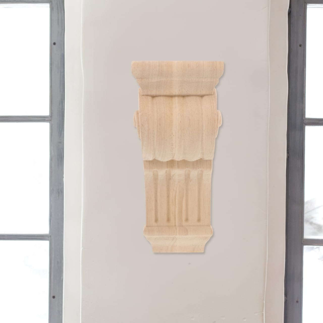 OSALADI 2Pcs Wood Carved Corner Vintage Decor Furniture Decals Wooden Corbels with Carved Wood Decal Crowns & Corner Blocks Furniture Decoration image number 4