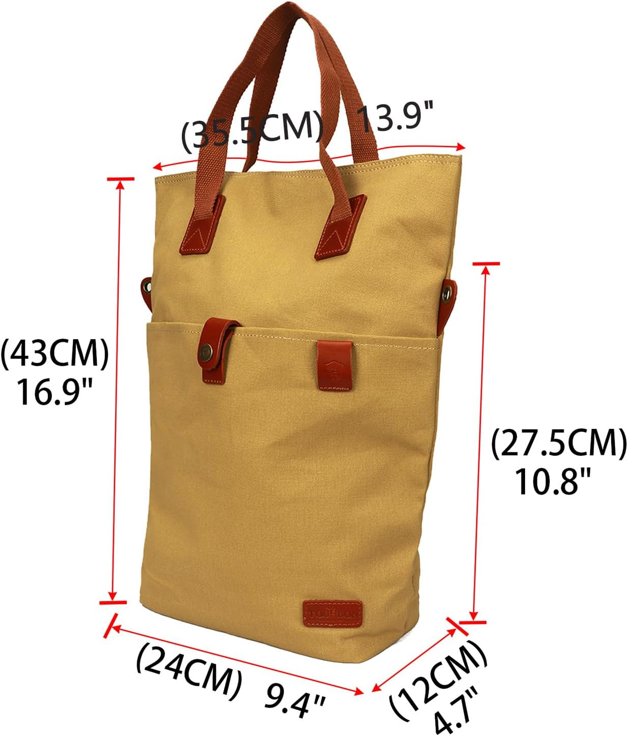 TOURBON Canvas Clip-On Quick-Release Bike Panniers Women'S Shoulder Tote Bag image number 4