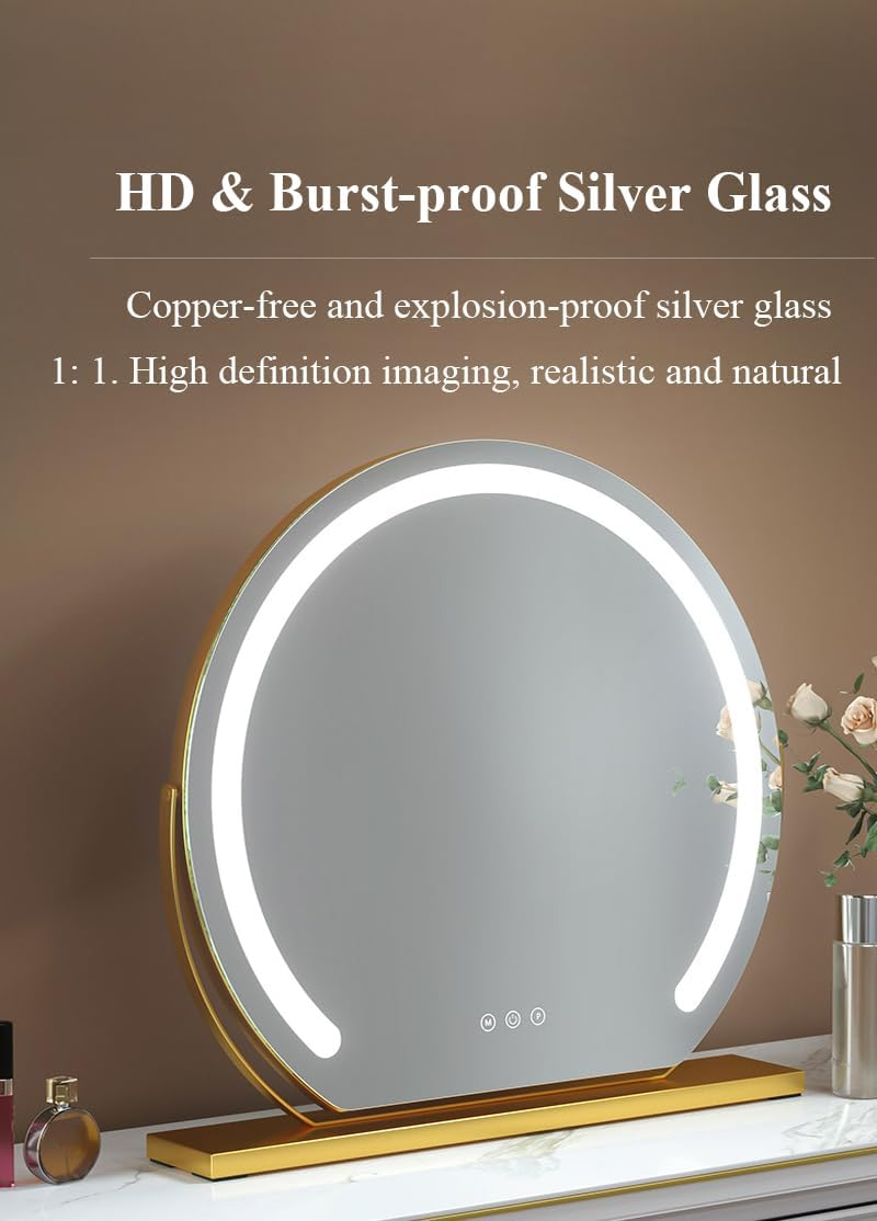 Hollywood Make up Mirror with Led Lights Lighted up Table Vanity Mirror Bedroom Dresser Big Standing Mirror (40Cm,Silver) image number 3