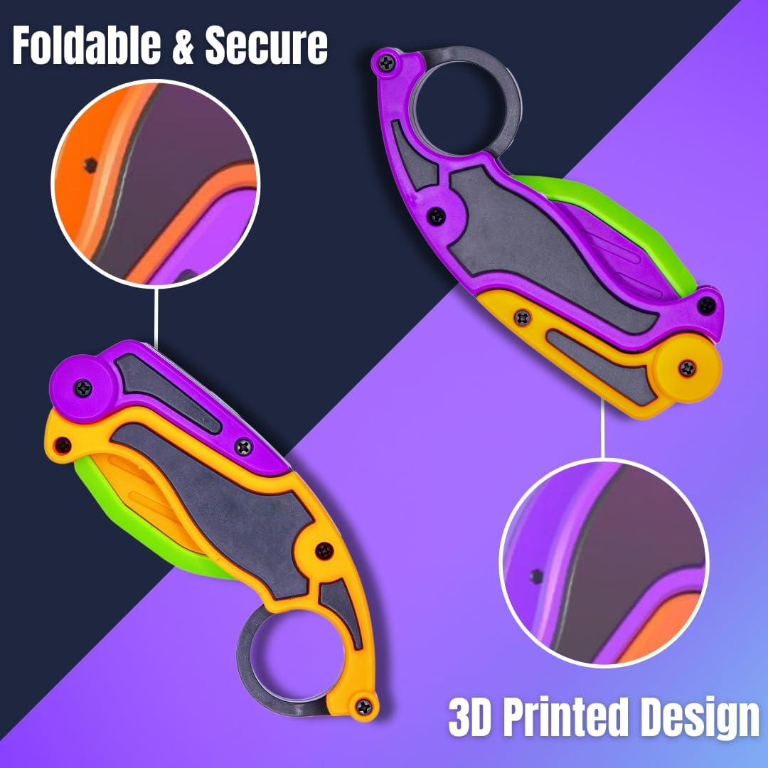 Fidget Knife (2), 3D Printed Gravity Claw Knife, Fidget Knife Toy, Claw Knife Trainer with Rubber Tip, Plastic Fidget Knife image number 5