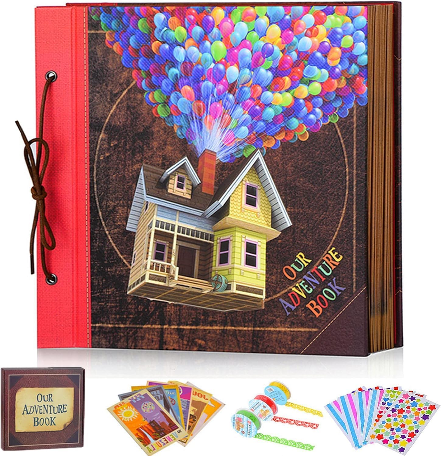 Our Adventure Book Travel Diary Photo Book,Scrapbook, Photo Album,Retro Style Travel Souvenir, Vintage Guestbook DIY Anniversary Wedding Travel Writing Baby Friend Gift, Women'S Day Gift(Ball)