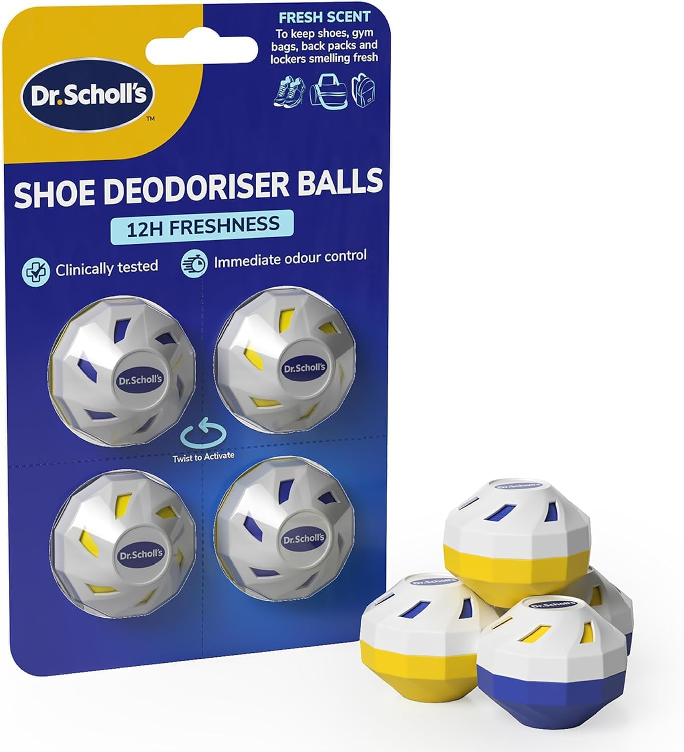 Dr. Scholl'S Shoe Deodoriser Balls - Keeps Shoes, Football Boots, Gym Bags Smelling Fresh, Clinically Tested Shoe Deodoriser with All-Day Freshness, Reusable and Long-Lasting, Shoe Odour Eliminator image number 4