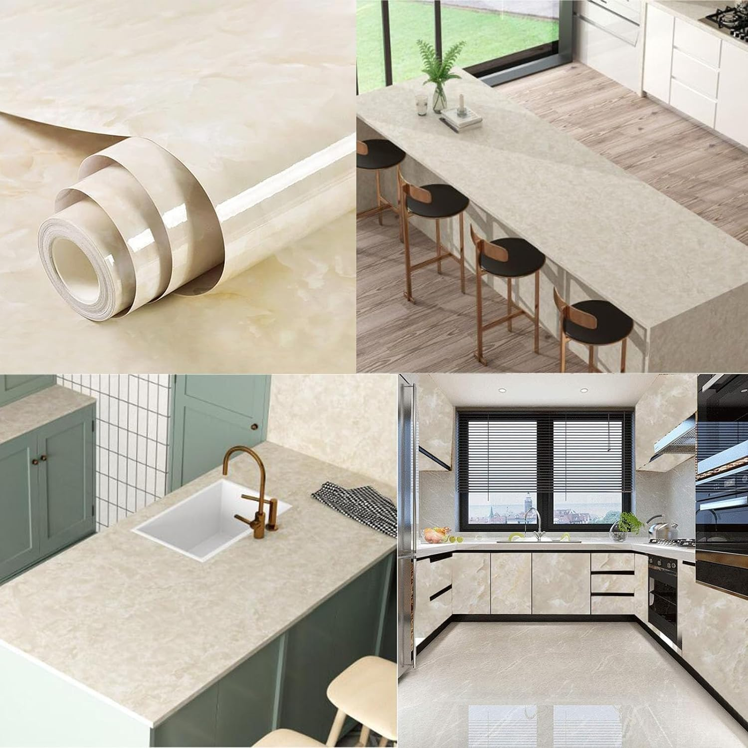 40 * 500CM Marble Contact Paper, Peel and Stick Wallpaper Self Adhesive and Removable Decorative Contact Paper Waterproof Wall Covering Thick Vinyl Film for Countertop Cabinet Shelf Liner Furniture image number 1