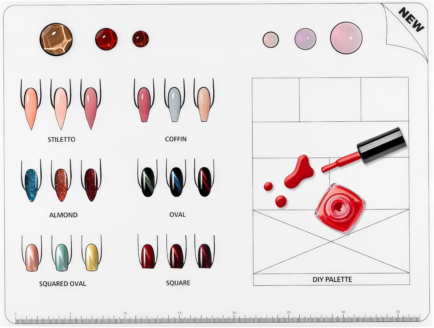 Beaupretty Acrylic Nail Training Mat, Manicure Art Practice Mat Silicone Trainer Sheet Practice Pad Nail Tool for Acrylic Fingernails image number 4