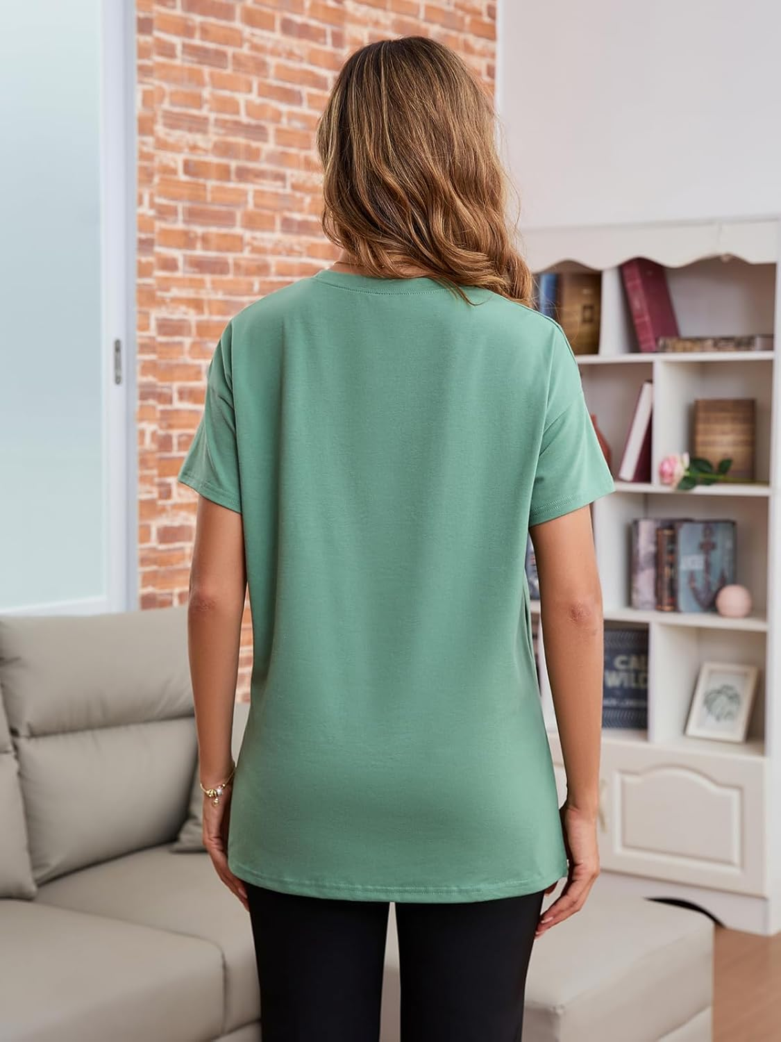 Ecavus Women'S Oversized Nursing Shirts for Breastfeeding with Hidden Zipper Short Sleeves Side Splits Maternity Tops image number 5