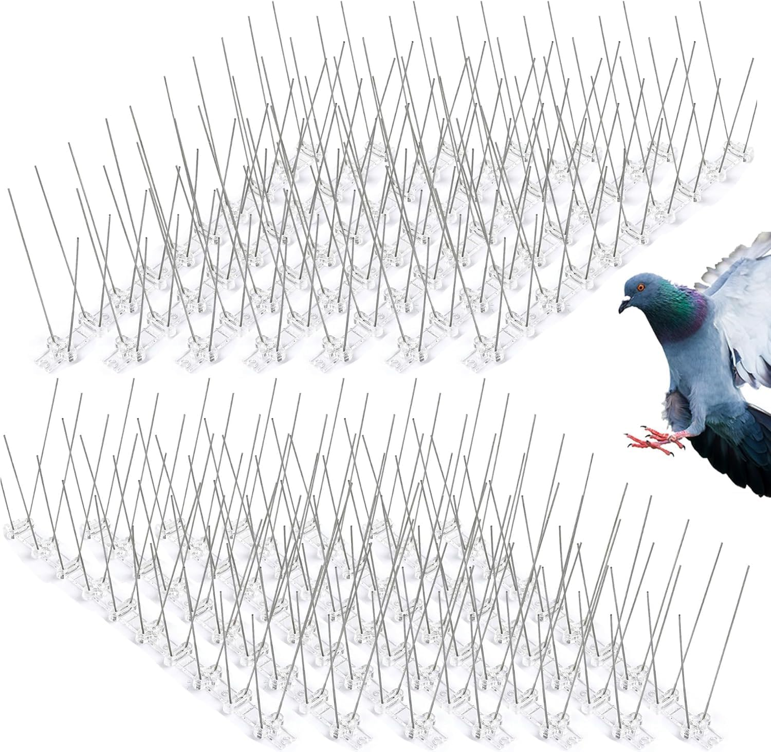 14 Rows Bird Spikes, Betterjonny 3.5M Length Stainless Steel anti Bird Fence Spike Disassembled anti Bird Spikes Smooth Bird Repellent Devices Outdoor for Balcony Roof Garden Window image number 2