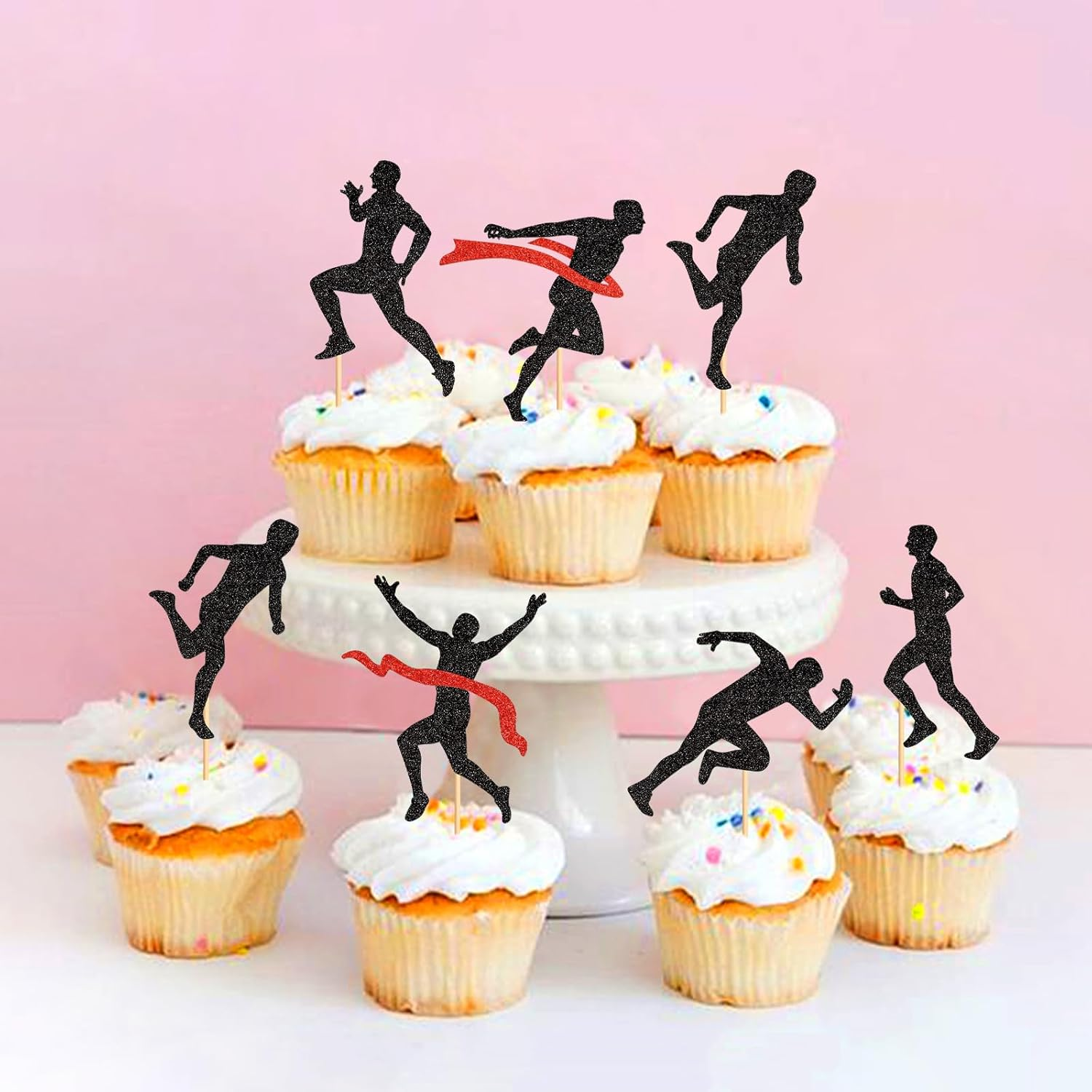 36 Pack Running Cupcake Toppers Sports Fitness Cupcake Picks Sports Health Fitness Theme Running Birthday Party Cake Decorations Supplies - Run image number 6