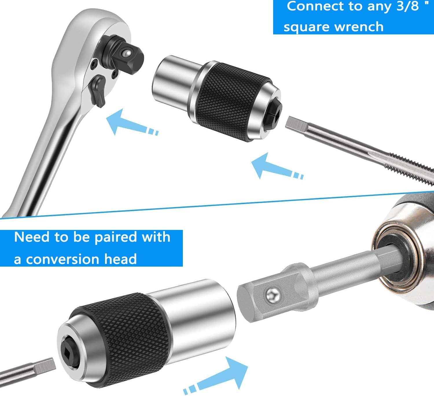 KEWAYO 3PCS Adjustable Tap Socket Set,Tap Sockets with a 3/8" Socket Adapter, Adjustable Tap Extractor Tool,Suitable for Taps,Reamers,Screw Extractors image number 5