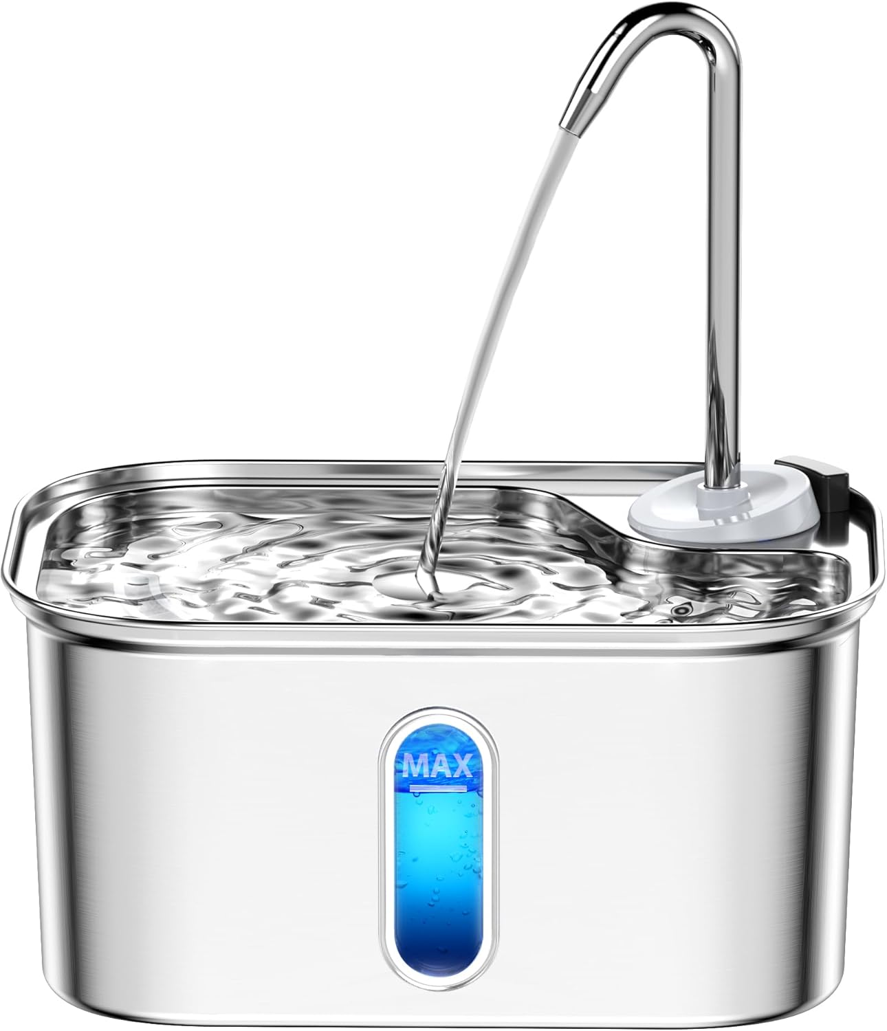 Cat Water Fountain Stainless Steel 304, 2.6L 88Oz Auto Shut-Off Bpa-Free Cat Fountain for Drinking, 2 Flow Modes Cat Water Dispenser for Cats, Multiple Pets Metal Kitty Spout image number 4