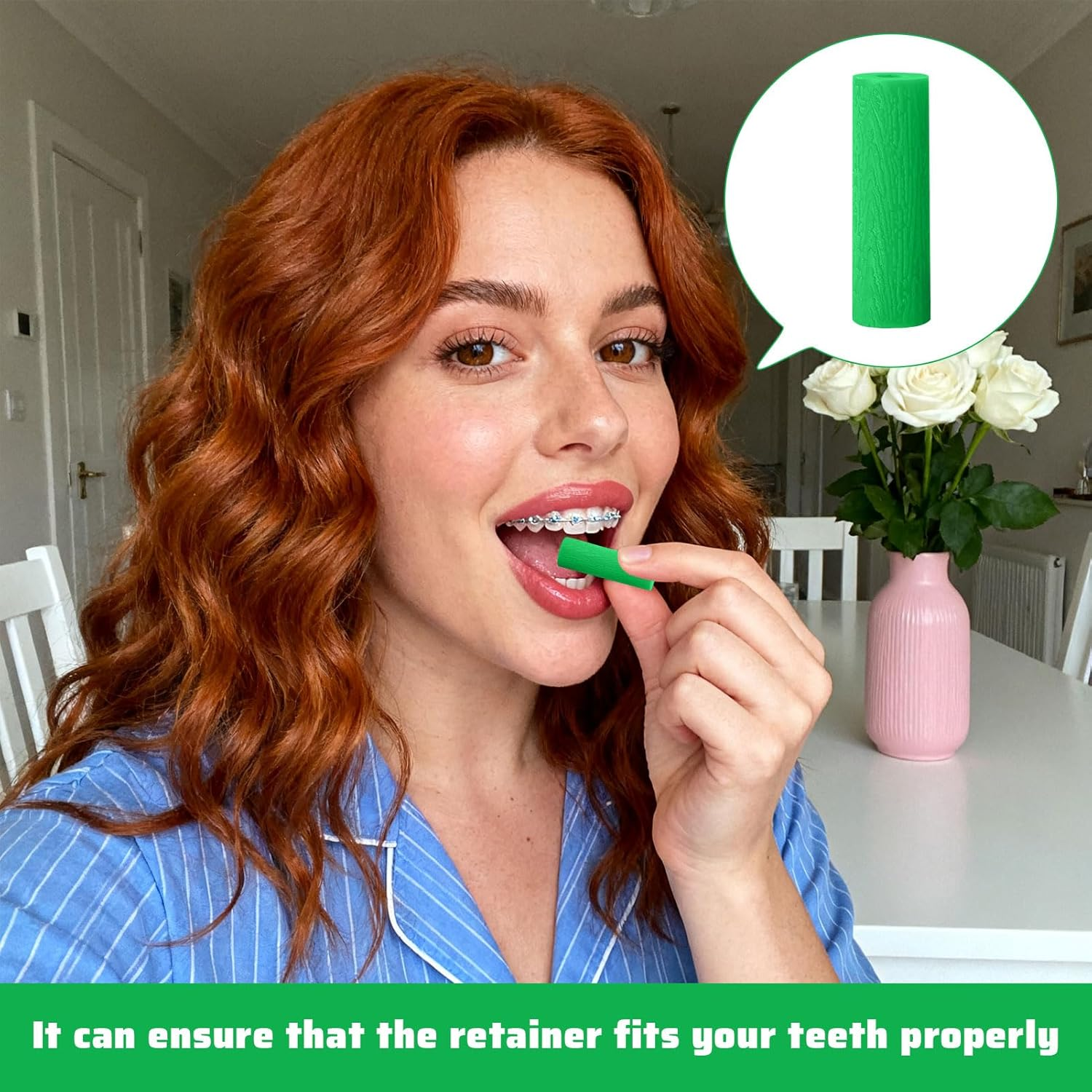 Aligner Chewies, 12Pcs Orthodontic Chewies, Aligner Chompers, Silicone Orthodontic Chompers, Aligner Trays Seaters Chewies, Dental Chewies, Retainer Chew, Compatible with Invisalign Chewies (Green) image number 2