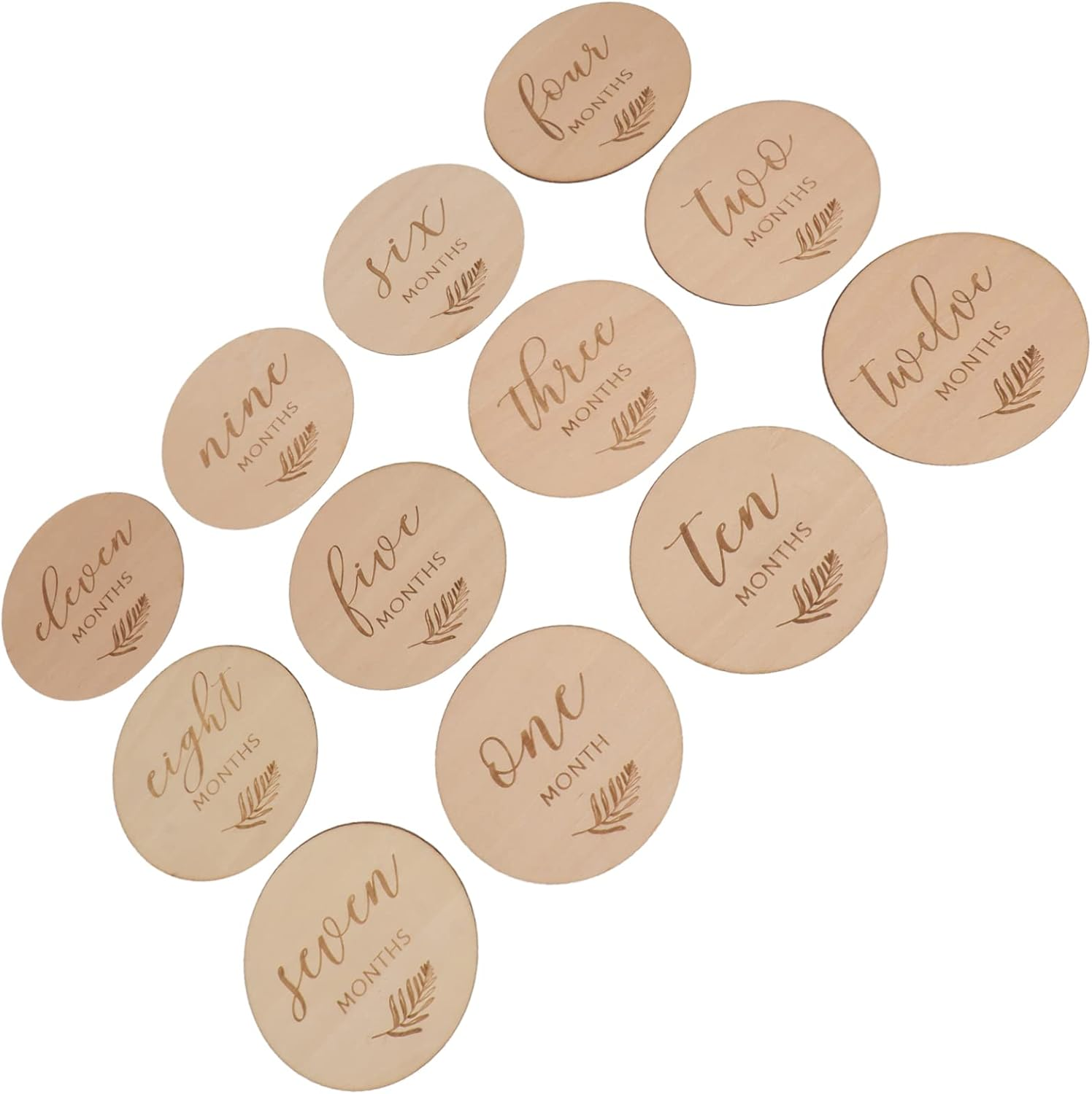 UPKOCH 12Pcs Double Sided Wooden Milestone Cards Growth Photo Props Newborn Memory Discs for First Year Milestones Showers