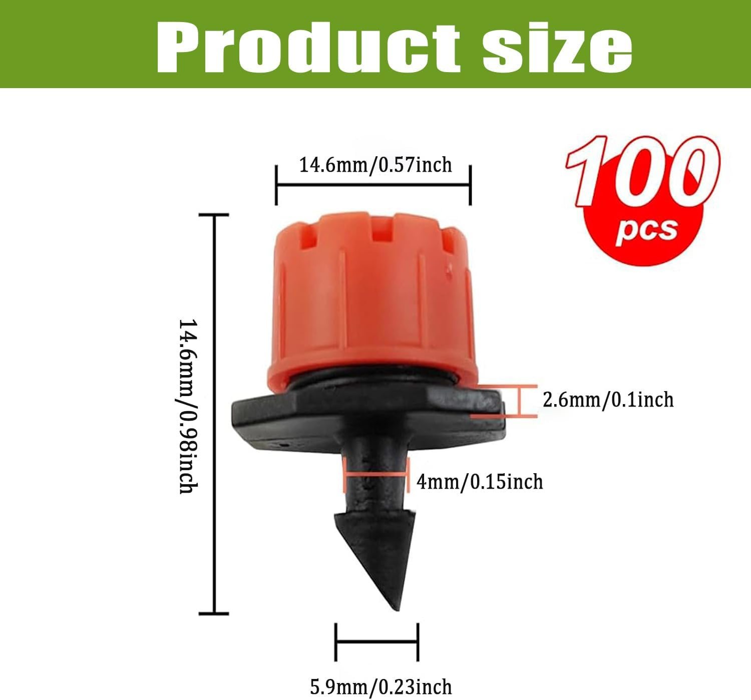 100 Pcs Drip Irrigation Emitters, 360 Degree Adjustable Irrigation Drippers Sprinklers, 1/4 Inch Emitters Drip Fittings, Drip Line Emitter for Gardens, Flower Beds, Lawns Watering System image number 3