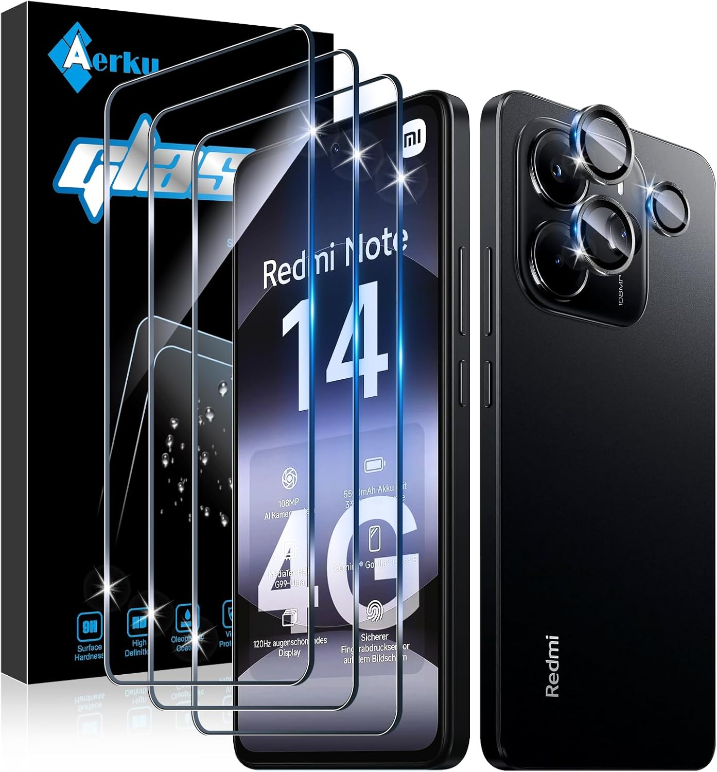 Aerku Pack of 2 Screen Protectors for Xiaomi Mi 17 Pro Max 5G for Tempered Glass, [Car Installation] 0.33 Mm Ultra Clear Film, 9H Hardness Screen Protector, Anti-Bubble, Anti-Scratch Protective Glass