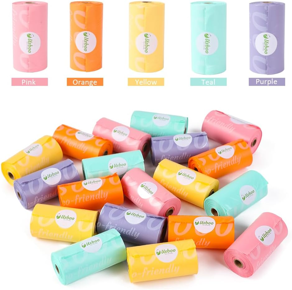 Diaper Bags Disposable for Baby, 20 Refill Rolls/300 Bags Waste Bags with Dispenser, Convenient and Quick Diaper Disposal, Rainbow image number 4