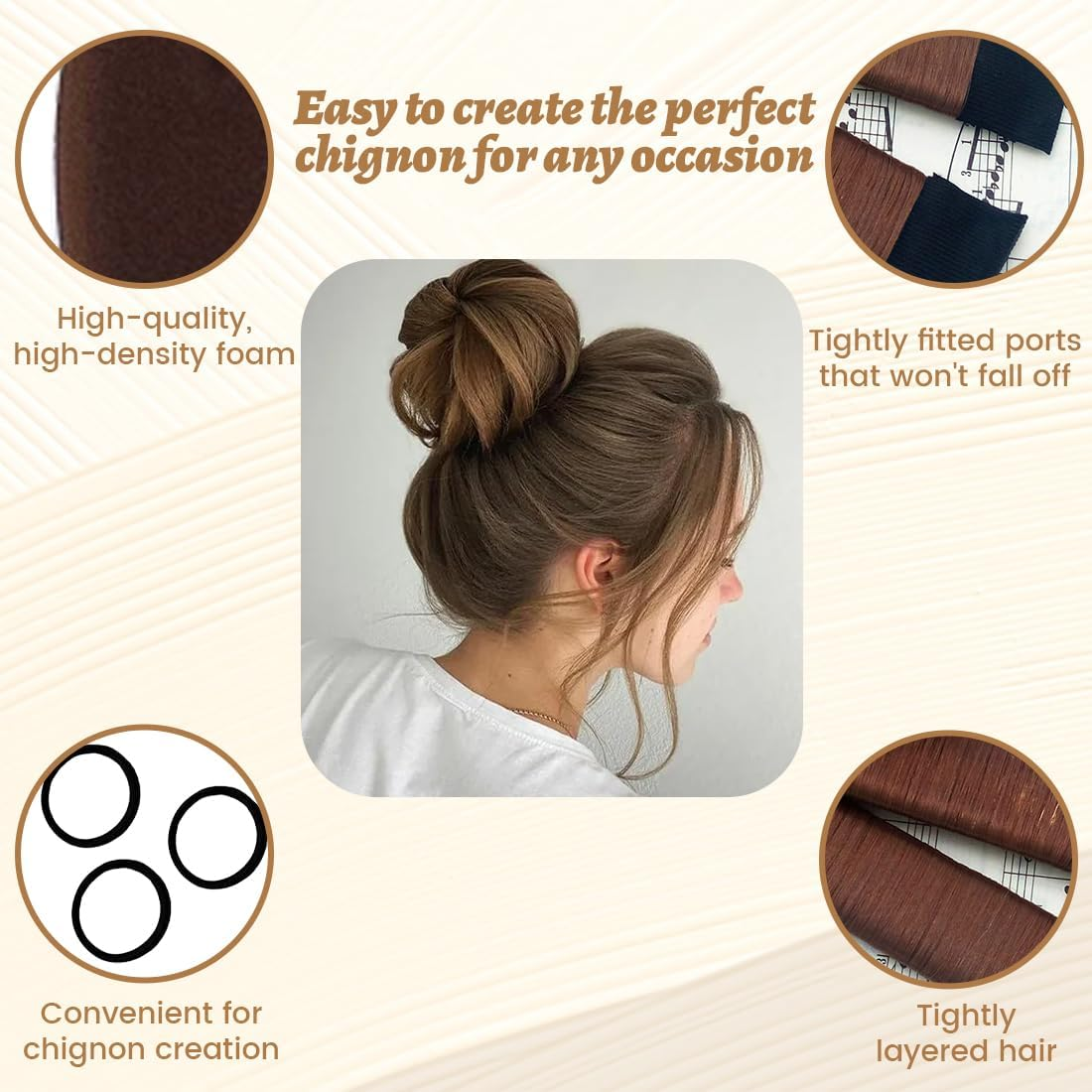 COYUN Pack of 7 Bun Maker, Braiding Aid Hair Girls and Women, Hair Knitting Tool Accessories, DIY Hair Styling for Long and Short Hair, Doughnut Hair Bun Maker