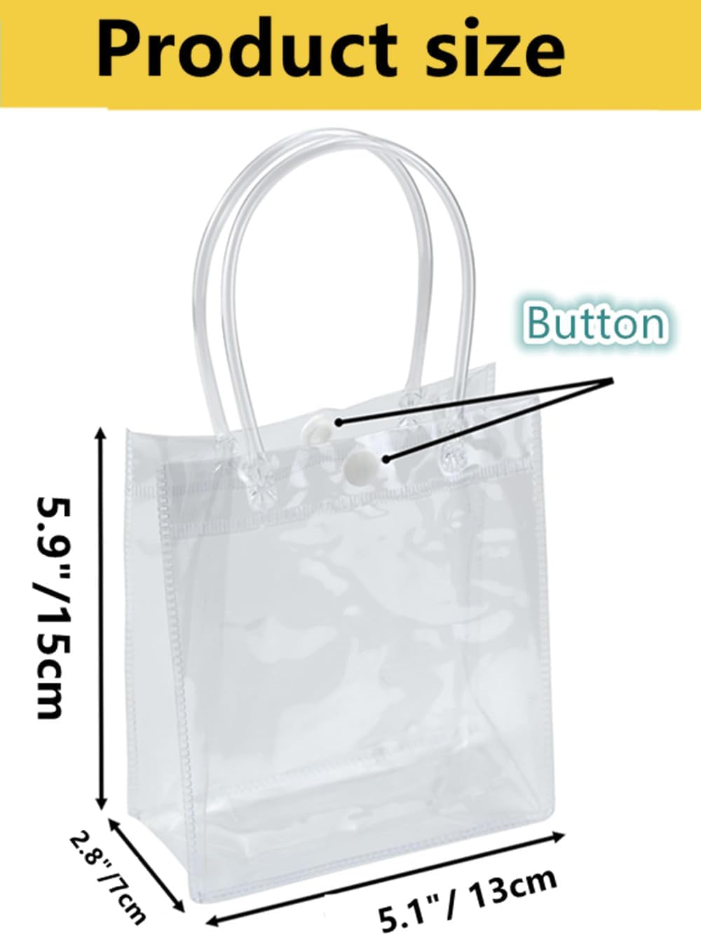 12 Pack Reusable Clear PVC Tote Bag, Tote Transparent Gift Wrap Waterproof Shopping Bags Party Gift Bags for Wedding Candy Bags Party Favor Shopping Retail Jewelry image number 2