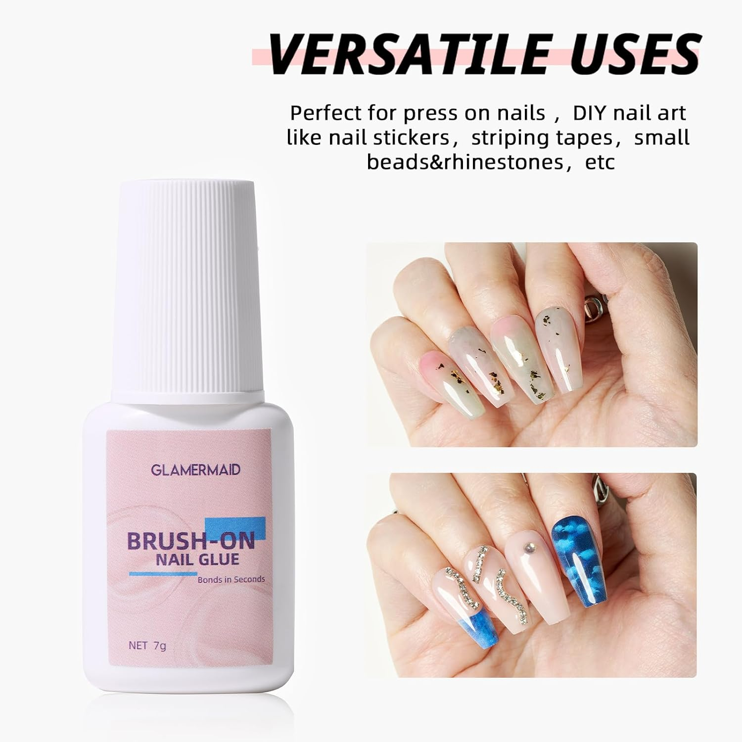 Nail Glue for Press on Nails Brush on Nail Glue, GLAMERMAID Easy Application Durable & Long-Lasting Glue False Nails Glue, Acrylic Nails, Nail Tips, Salon Quality image number 3